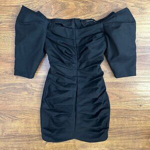 Iorane ruched mini dress puff sleeves